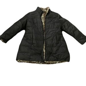 Women's Black PufferJacket with Leopard Lining